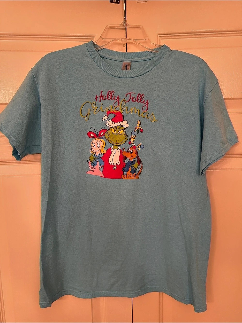 Grinch Christmas Graphic Tee in Blue